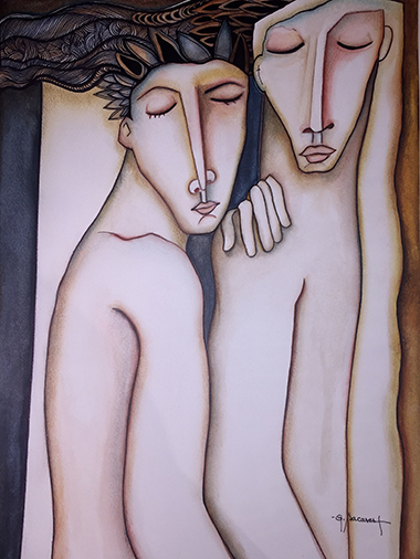El y Yo Clients Commission Watercolor and Ink on Paper